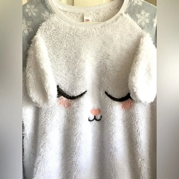 Justice Bunny Pajama Set Fluffy Pullover 18/20 + Pants 14/16 - Picture 2 of 6